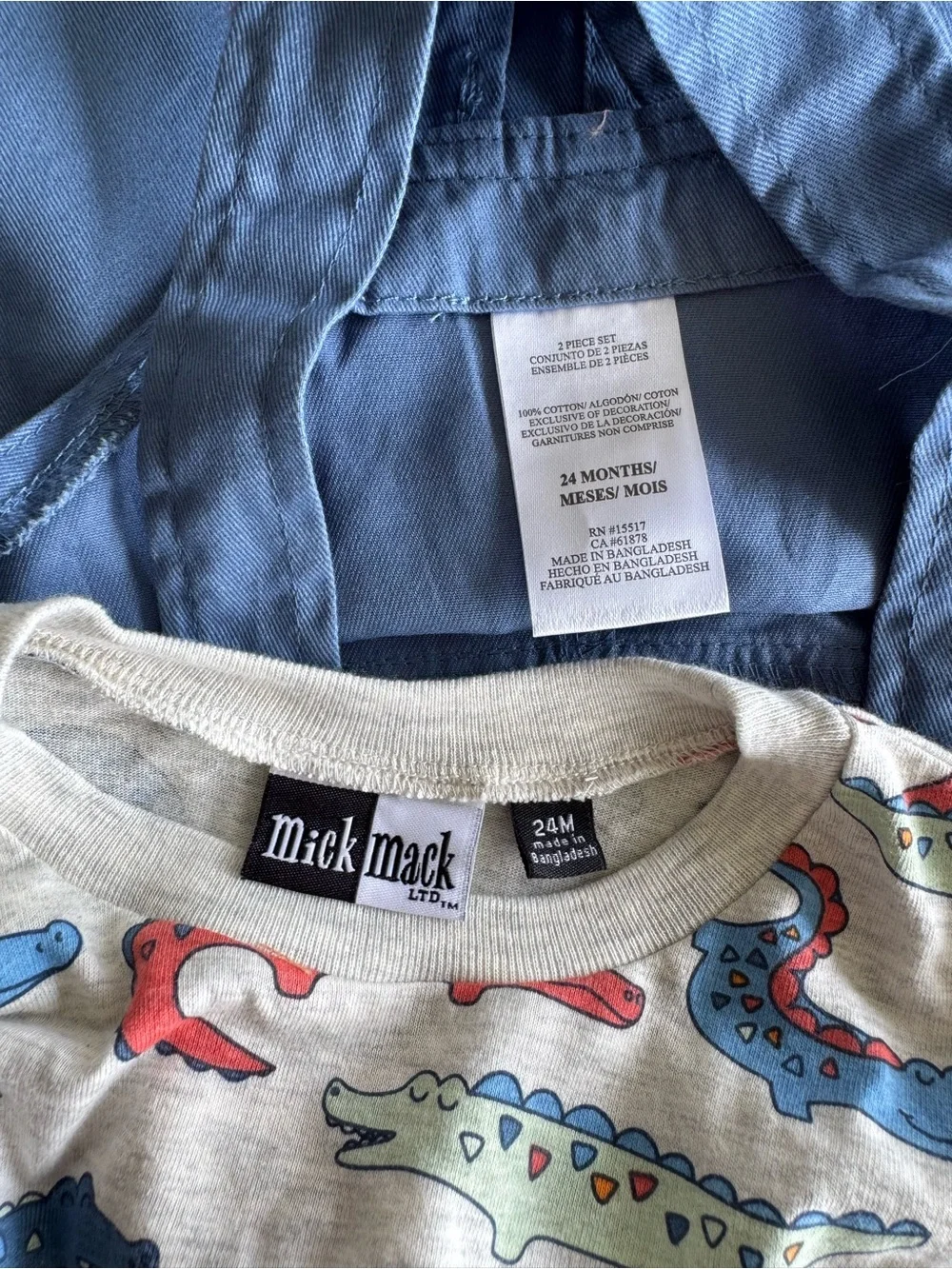 Mick Mack Blue Gator Shortall Set with Printed Tee - Kids 24M
